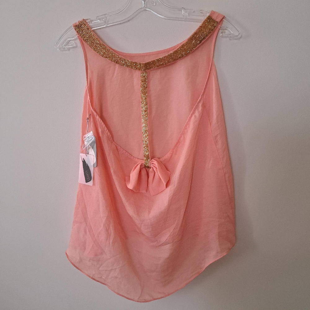 Coral back bow beaded top